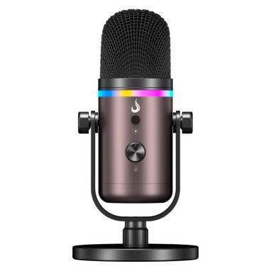 Imagem de Microfone Gamer De Mesa Rise Mode Elite 09, RGB, USB-C, Preto e Ocre - RM-ME-09-BOC-Unissex