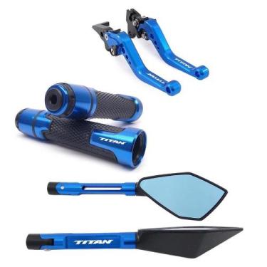 Imagem de Kit Manete Manopla Retrovisor Titan Fan 125 150 160 Freio á disco - No
