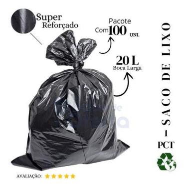 Imagem de Saco De Lixo 20 Litros Super Reforçado Preto - 100 Unidades - Higipack