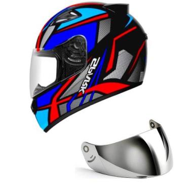 Imagem de Capacete Ebf New Spark Spider Preto Azul e Vermelho Mais Viseira Prata