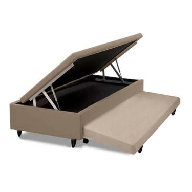 Imagem de Cama  Box Baú  Auxiliar Solteiro  Sintético Espuma 8cm 45x88x188 Bege