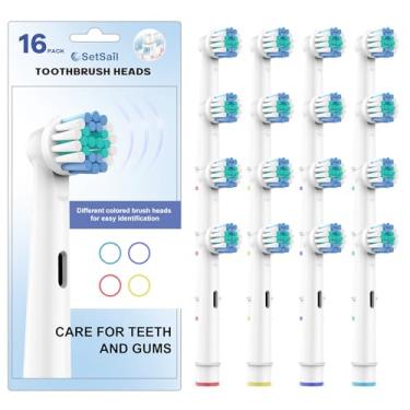 Imagem de Cabeças de escova de dentes para Oral B, pacote com 16 cabeças de substituição de escova de dentes elétrica profissional de cerdas duplas macias médias para substituição de cabeças de escova de dentes
