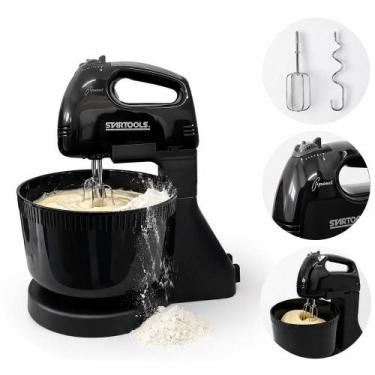 Imagem de Batedeira preta cake 7 velocidades pedestal batedor de bolo massas cha