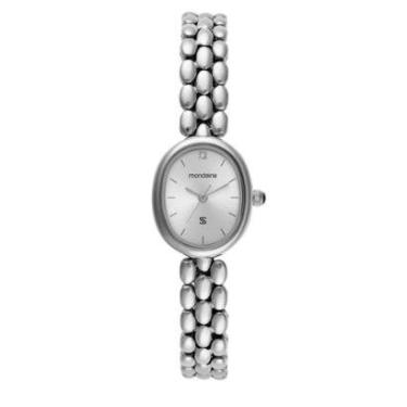 Imagem de Relogio Mondaine Feminino 33051l0mvnm2 Oval Bracelete Prata Prateado Oval Texturizado-F...