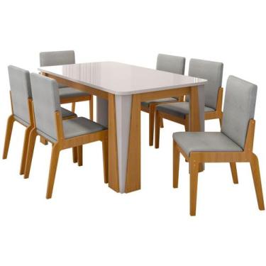 Imagem de Kit Mesa de Jantar Opera com 6 Cadeiras Sinfonia em Linho - Loja DoceL
