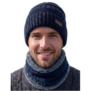 Imagem de Kit Touca Boina Gorro Cachecol Beanie Forrada Lã Inverno - Modas Fagun
