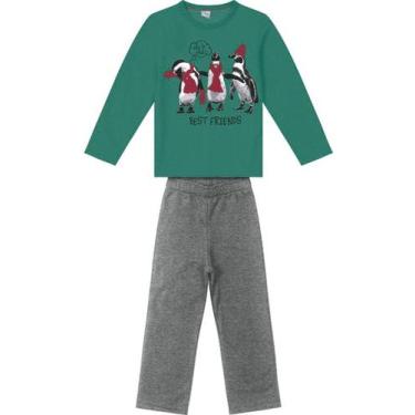 Imagem de Conjunto Infantil Moletom Menino Inverno - anjo da mamãe, Verde, 2