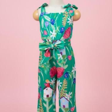 Imagem de Macacão Pantacourt Menina Infantil Estampado Com Cinto Luxo - Criações