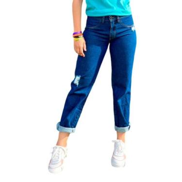 Imagem de Calça Jeans Feminina Básica com Rasgos Leves No Bolso e Perna-Os Vaque