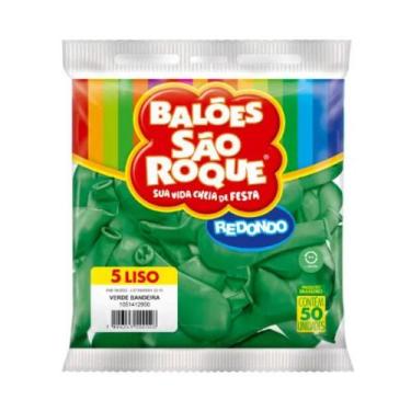 Imagem de Balão Bexiga São Roque Liso 5 Polegadas Redonda C/50 Verde Bandeira