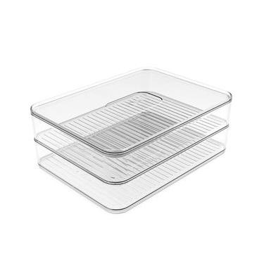 Imagem de Porta Frios Duplo Transparente Organizador Clear Fresh Porta Queijo E Presunto OU