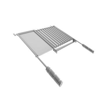 Imagem de Grelha Inox Para Churrasco Com Coletor de Gordura E Chapa Auxiliar