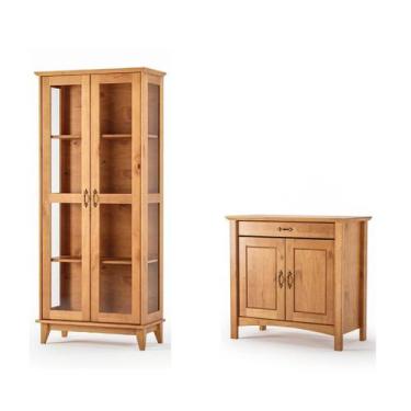 Imagem de Kit Cristaleira Slim Bella 02 Portas 1240 Com Pé e Aparador Buffet 93,