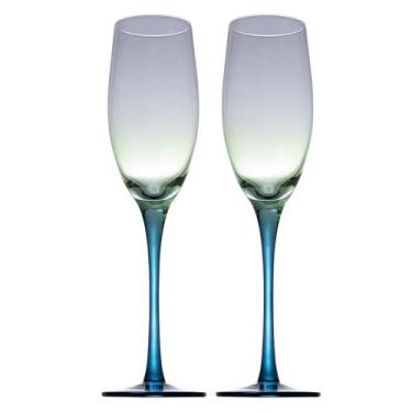Imagem de Jogo de 2 Taças Champanhe Palm Springs Vidro 200ml verde degrade -Frac
