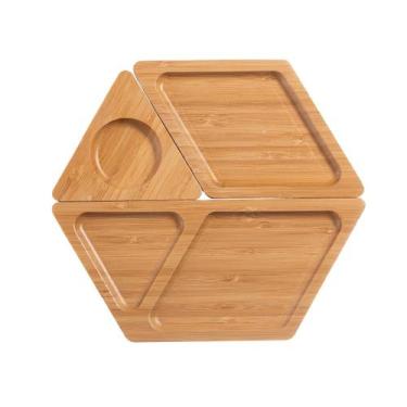 Imagem de Petisqueira 4 divisórias hexagonal bambu 23x20,8x1,7cm -Dynasty, 3 mes