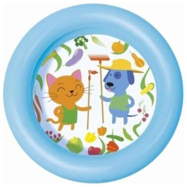 Imagem de Piscina infantil inflável com 2 aneis e estampa marinha 60 cm - ATTIC