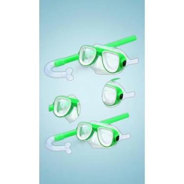 Imagem de Máscara de Mergulho Infantil com Snorkel Silicone Verde - Congratulati
