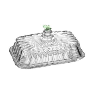 Imagem de Porta Manteiga Cristal Tampa Detalhe Borboleta 3D 18cm - Lyor