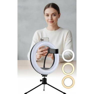 Imagem de 2x Ring Light 20cm c/ Tripé Mesa USB 3 Tons Ajustáveis - Congratulatio