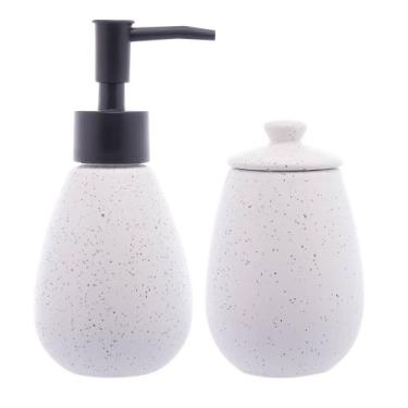 Imagem de Jogo 2 pecas para banheiro de ceramica granilite branco - WOLFF