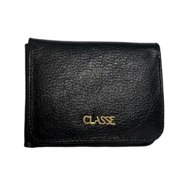 Imagem de Carteira Classe Couro Slim Feminina Pequena Porta Cartão F040, Preto, 