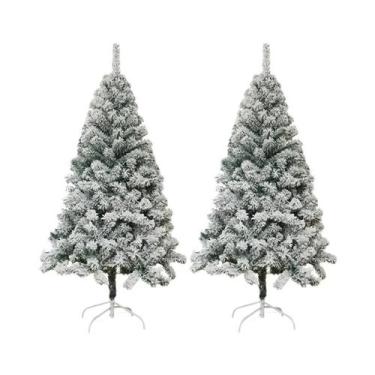Imagem de Árvore De Natal Artificial De PVC Com Neve Falsa E Efeito Gelo Para Vi