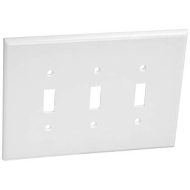 Imagem de Leviton 88111 Placa de parede com interruptor de 3 entradas, grande, termoconjunto, suporte para dispositivo, branco