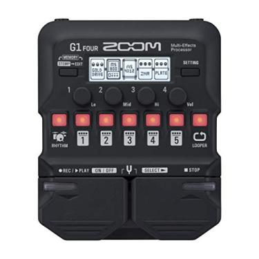 Imagem de Pedal processador multiefeitos para guitarra Zoom G1 Four, com mais de 60 efeitos embutidos, modelagem de amplificador, e mais