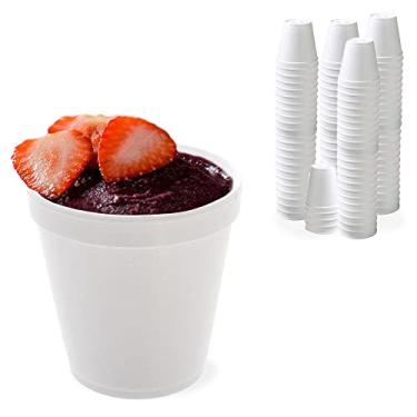 Imagem de 100 Copos Isopor Branco Descartável Térmico Açai Café 120ml
