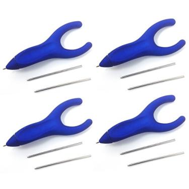 Imagem de PenAgain Ergosof, caneta azul com tinta preta, conjunto de 4 canetas embaladas individualmente com dois refis de tinta preta por caneta (azul)