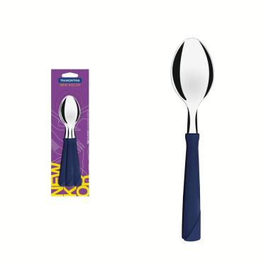 Imagem de Conjunto de Colheres de Mesa Tramontina New Kolor com Lâminas em Aço Inox e Cabos de Polipropileno Azul 3 Peças Tramontina
