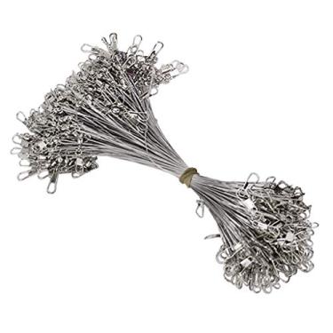 Imagem de #N/A 100x linhas de pesca anti-mordida fios de aço líderes gira equipamento de pesca ferramenta - 15 cm branco