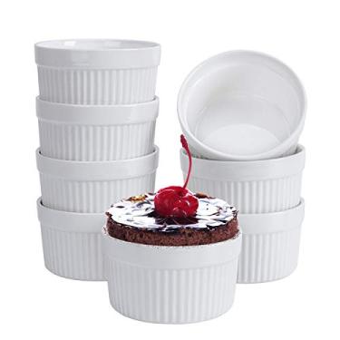 Imagem de Ramekins 170 g, conjunto de 8, ramekins creme brulee, pratos de suflê, tigelas de porcelana adequadas para o forno, para creme, bolos de lava, pudim, flan, mini sobremesas, geleia e sorvete, ramekins para assar