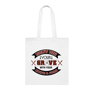 Imagem de Don't Dig Your Grave With Your Knife And Fork, Sacola de presente para chef, Bolsa de ombro de chef, Sacolas Reutilizáveis de Chef, Cesta de Natal de Aniversário de Chef, Branco