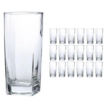 Imagem de Jogo De 18 Copos Vidro Bali Quadrado Luxo 320ml Transparente