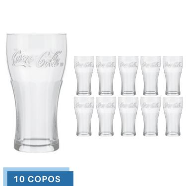 Imagem de Jogo 10 Copos de Vidro 300ML Coca-Cola Transparente Nadir