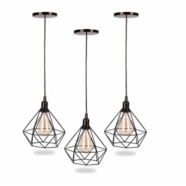 Imagem de Kit 3 Lustres Pendentes Modelo Diamante-Preto Brasil Decor