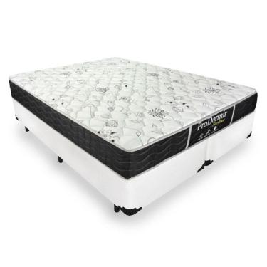 Imagem de Cama Box Queen 158 Bipartido Tecido Sintético Branco com Colchão De Molas - Probel Prodormir Sleep Black