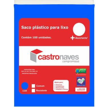 Imagem de Saco Para Lixo 20 Litros Na Cor Azul - Pacote Com 100 Unidades - C.Nav