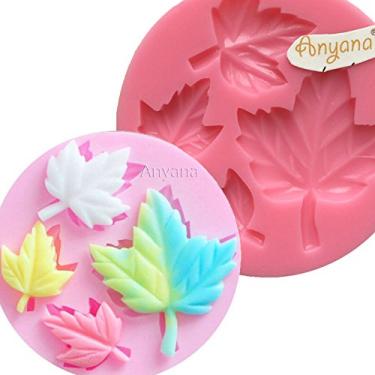 Imagem de Anyana Molde de bolo de cupcake de silicone, molde de folha de bordo para bolo, ferramentas de decoração de bolo, pasta de goma, chocolate, doces de argila, moldes antiaderentes, fácil de usar