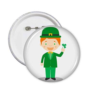 Imagem de Green Suit Irlanda Broche de desenho animado Emblema de botão Decoração 5 peças