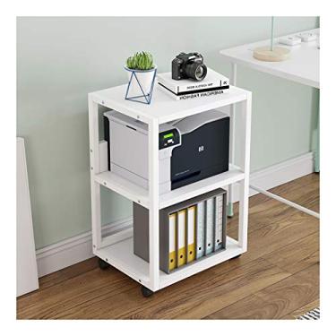Imagem de KIZQYN Suporte de impressora Prateleira de impressora criativa 3 camadas Copiadora Rack de armazenamento de escritório em casa com 4 rodízios fáceis de mover Impressora de mesa (Cor: Branco-C)