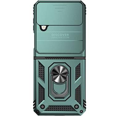 Imagem de Capa dobrável com suporte de anel de dedo à prova de choque para Samsung Galaxy Z Flip4 5G Flip 4 Zflip4 Proteção de lente sem impressão digital, verde, para Samsung Z Flip 3