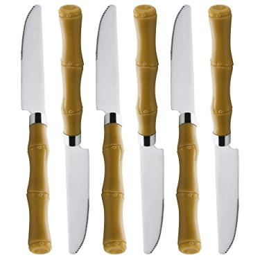Imagem de LYOR - Conjunto 6 Facas para Mesa de Aço Inox com Cabo de Plástico Bambu Basic 21,5cm