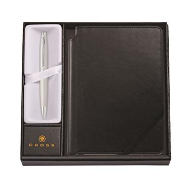 Imagem de Cross Caneta esferográfica de cetim cromado Calais e diário médio preto clássico