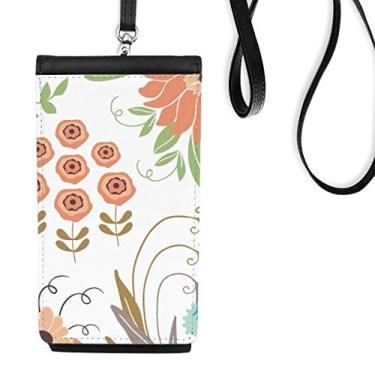 Imagem de Bolsa carteira para celular com tinta de planta verde laranja bolso preto