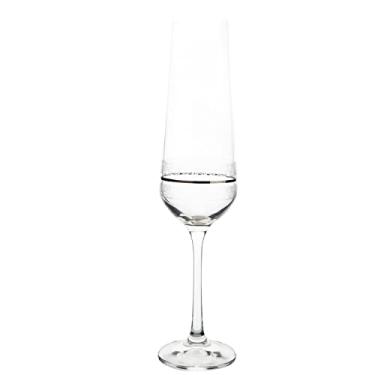 Imagem de Jogo de 6 tacas para champanhe Sandra pantografada em cristal ecologico platinum rim 200ml A25cm-PRATA - Bohemia- Full Fit