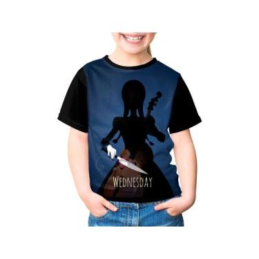 Imagem de Camisa Camiseta Blusa Infantil Wandinha Addams Série Personagem Moda G