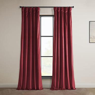 Imagem de HPD Half Price Drapes Cortinas de veludo de pelúcia Heritage 84 polegadas longas cortinas de escurecimento de quarto para quarto e sala de estar 50L x 84C, (1 painel), vermelho cinema