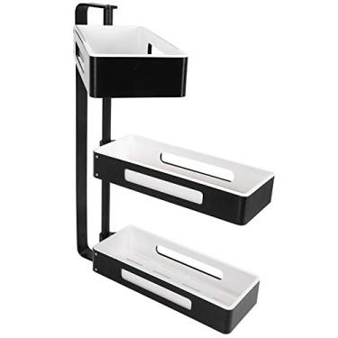 Imagem de Organizador giratório de especiarias, suporte de parede com 3 camadas, prateleira de temperos de alumínio, capacidade de 100 kg, suporte de carga, sem perfuração, suporte de especiarias com estojo de armazenamento destacável para cozinha, banheiro, varanda